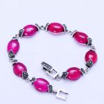 Thai Vintage Sterling Silver Pink Cubic Zircoina Tennis Bracelet (XH055793W)