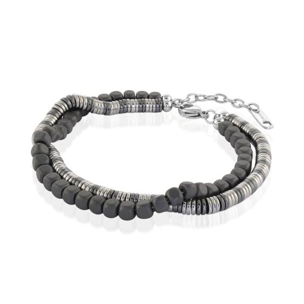 Men Black Stainless Steel Beaded Necklace Ball Chain With Zipper Jewelry