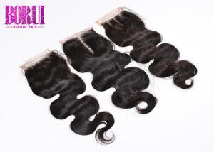 Quality Brazilian Human Hair Body Wave , Brazilian Lace Closure Natural Color Soft wholesale