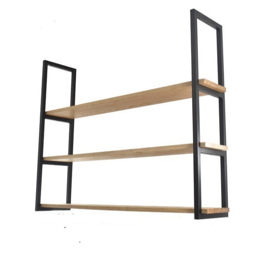 Steel Ceiling Shelf Mounted Wine Rack with European Style Iron Solid Wood Hanging Shelf