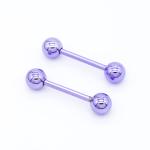 Stainless Steel 316 Nipple Piercing Jewellry 15mm Purple Color Nipple Rings 14