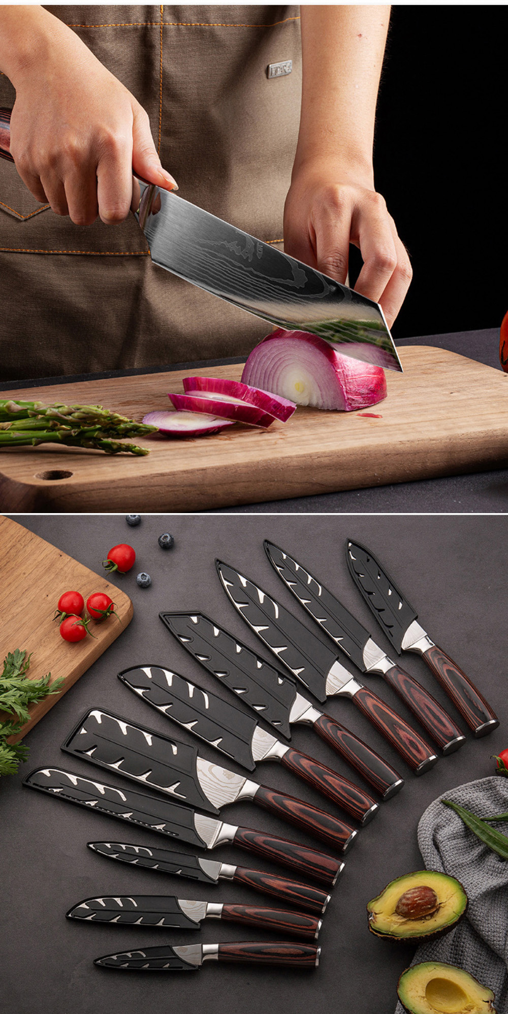 5 Inch Santoku Knife Set Stainless Steel Kitchen Chef Knife with Knife Cover Cooking