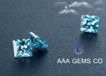 Blue Colored Moissanite Princess Square Cutting Shape In Size 5MM