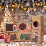 Santa Snowman Christmas Cookie Boxes , Doughnut Gift Boxes With Clear Window