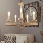 America cottage Farmhouse vintage wheel wooden chandelier woodern lamp(WH-CI-115