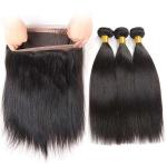 Straight Genuine 360 Lace Frontal Closure With Bundles Customized Length