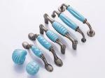 Blue Heart Ceramic Drawer Pulls Colorful Porcelain Furniture Handles Anti Brass