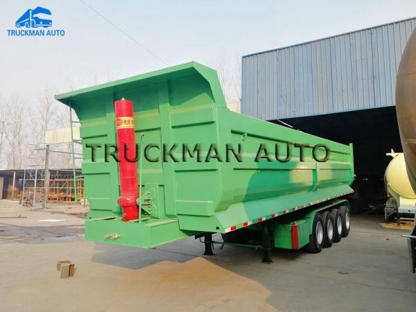 36 Cbm Semi Tipper 4 Axles Trailer , Semi Truck Dump Trailer High Tensile Mn