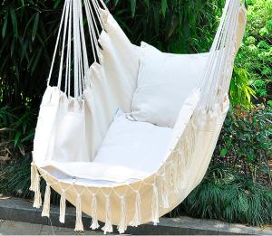 Quality White Macrame Tassel Hanging Hammock Chair For Bedroom Swinging Chair Indoor Bedroom wholesale