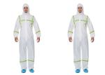 Anti - Spray Medical White Disposable Coveralls With Reflective Tape