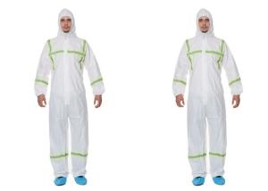 Quality Anti - Spray Medical White Disposable Coveralls With Reflective Tape wholesale