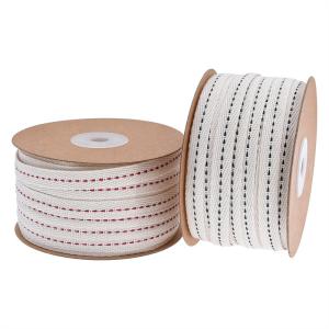 Quality 10mm*50y Cotton Stitched Edge Ribbon ISO9001 Custom Cotton Ribbon wholesale