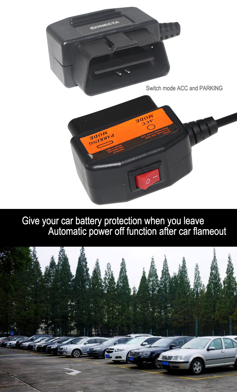 Cars OBD Charging Cable 24 64Awg 5V/2A OBD2 16pin To Right Angle Micro 5P Diagnostic Tool