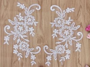 Quality Cord Lace Applique Ivory Color Embroidery Flower for wedding dress wholesale
