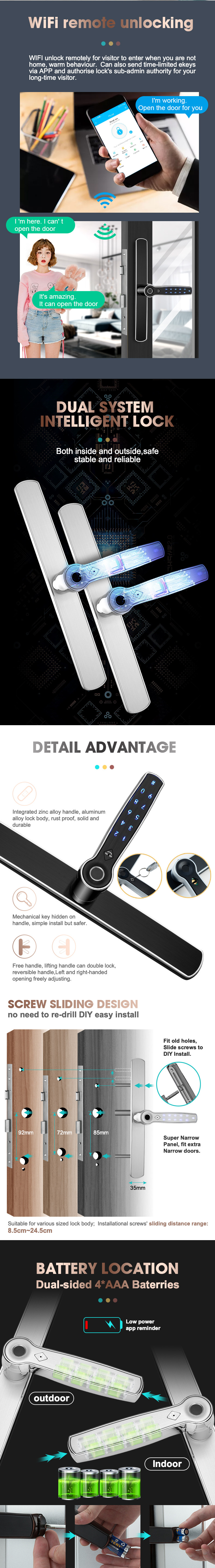 WIFI E - Commerce Double Sided Fingerprint Keyless Cylinder Lock