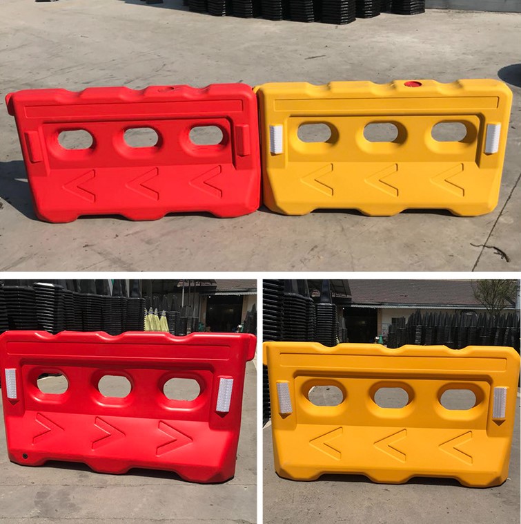2M PE T Shape Red Yellow Water Filled Plastic Road Traffic Barrier For Road Safety