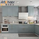 Sale Shaker Grey Solid Wood Kitchen Cabinet with Laminated Bullnose Countertop