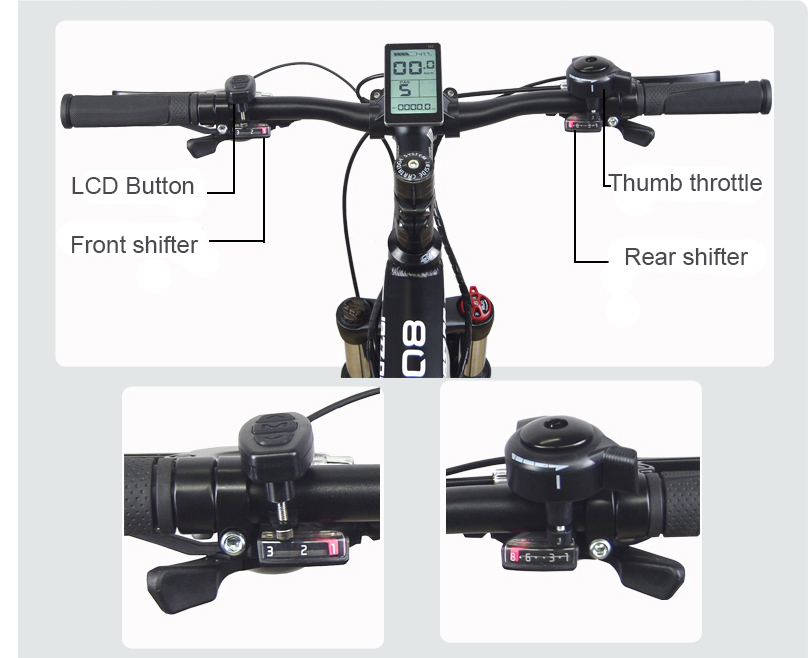 26 Inch 250W 350W Electric Mountain Bicycle 48V Lithium Battery And 24 Speed Gears