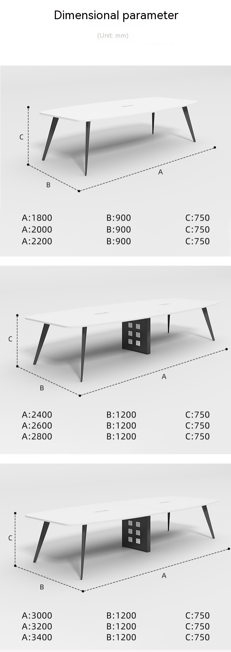 Simple Modern Oval Conference Table and Chair Combination for White Negotiation Space