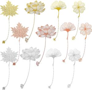 Quality Flower Leaves Butterfly Silver Gold Plated Bookmarks Letterpress Gravure Printing wholesale