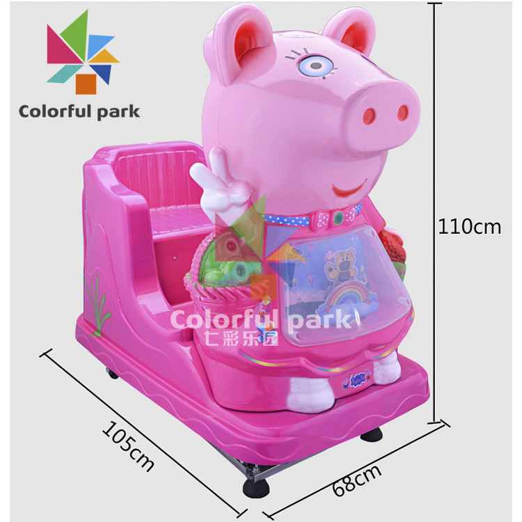3D Swing Peppa Pig Car Kiddie Ride acrylic Material For Game Zone