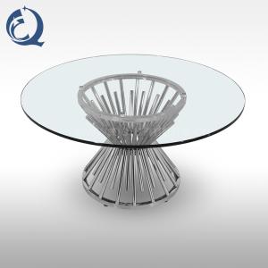 Quality Chrome Wire SS Round Glass Top Coffee Table Glam Cocktail Table wholesale