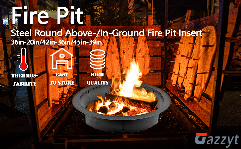 40 Inch High Carbon Steel Fire Pit Ring Insert for DIY Outdoor Wood Burning in Garden