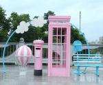 SGS Shipping Container Furniture London Telephone Booth Decor Clock Metal Model