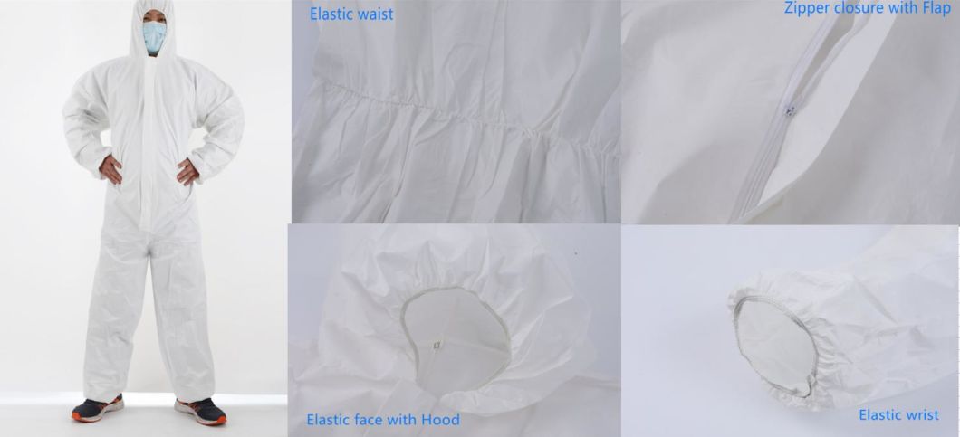 Industrial Safety PPE Protective Clothing Disposable Nonwoven Coveralls with Bootscover