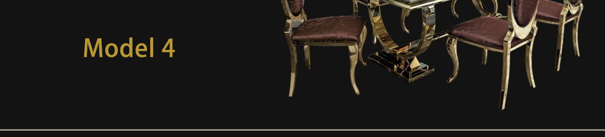Rose Gold Luxury Dining Table And Chairs 6 Seats Stainless Steel Chair Marble