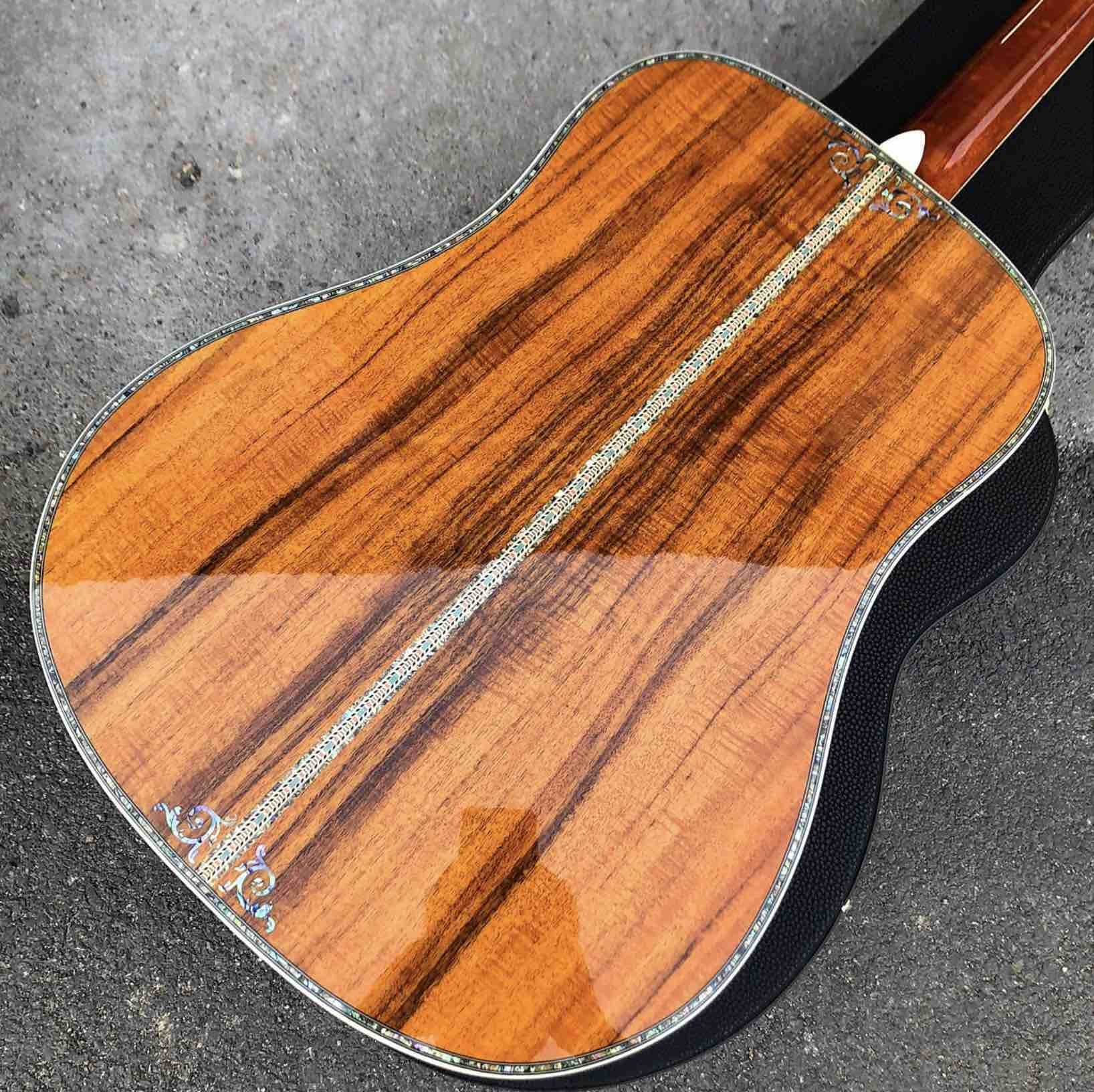 Factory KOA wood classic acoustic guitar,Life tree Ebony Fingerboard,Abalone inlays and binding,China 41 inchs acoustic