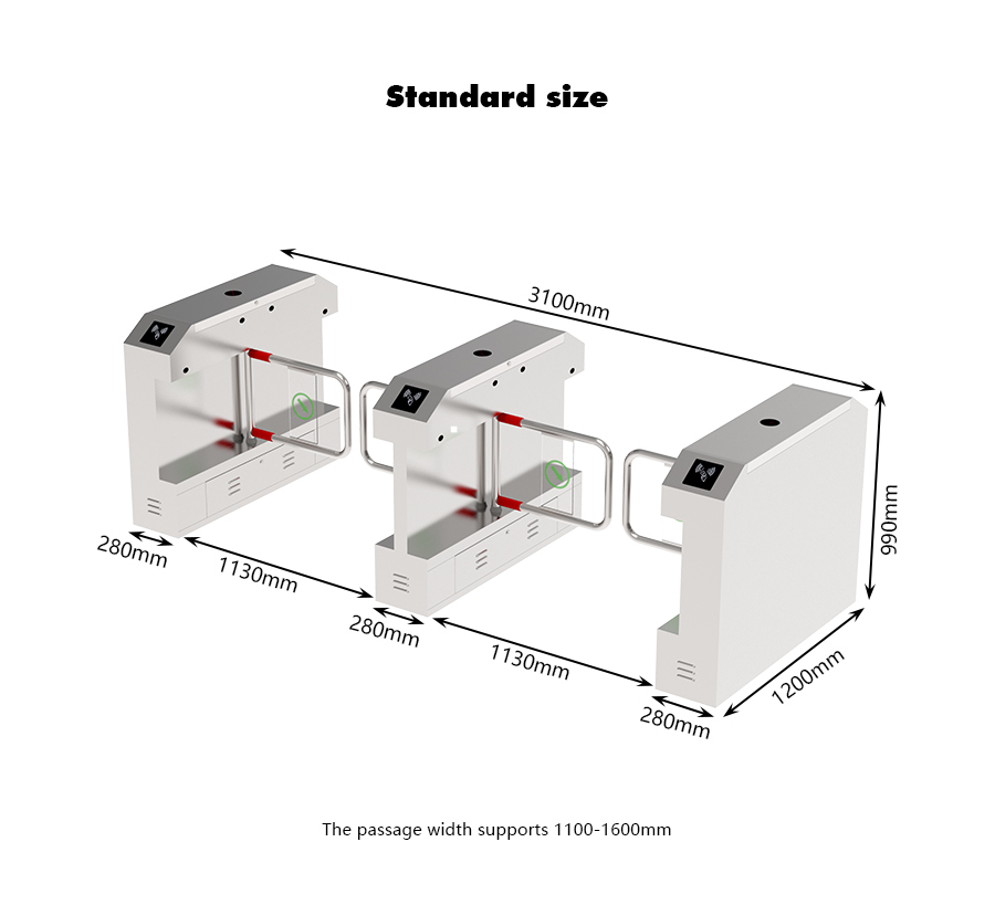 HCW Office Building Access Control System Swing Gate Turnstile For Staff Passage