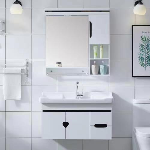 End Luxury Modern Design 28 72 inch Fluted PVC Membrane Narrow Floating Bathroom Vanities Cabinet Set