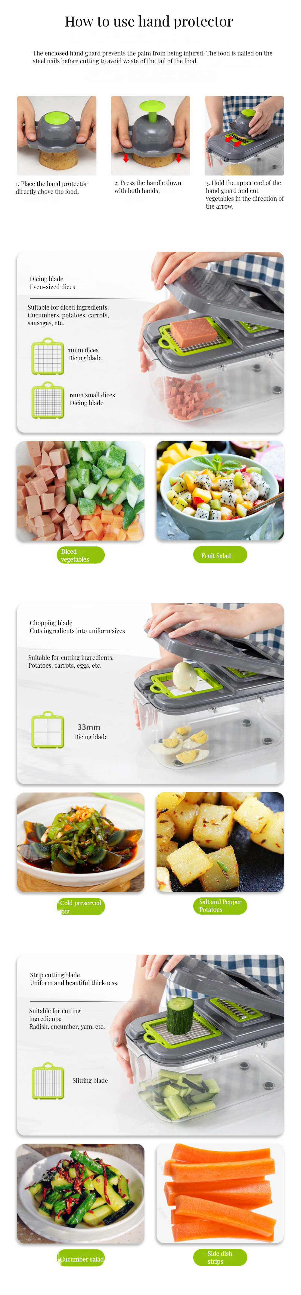 BAMBOO 22 in 1 Multi-functional Vegetable Cutter Food Chopper Fruit Slicer Food Cutter