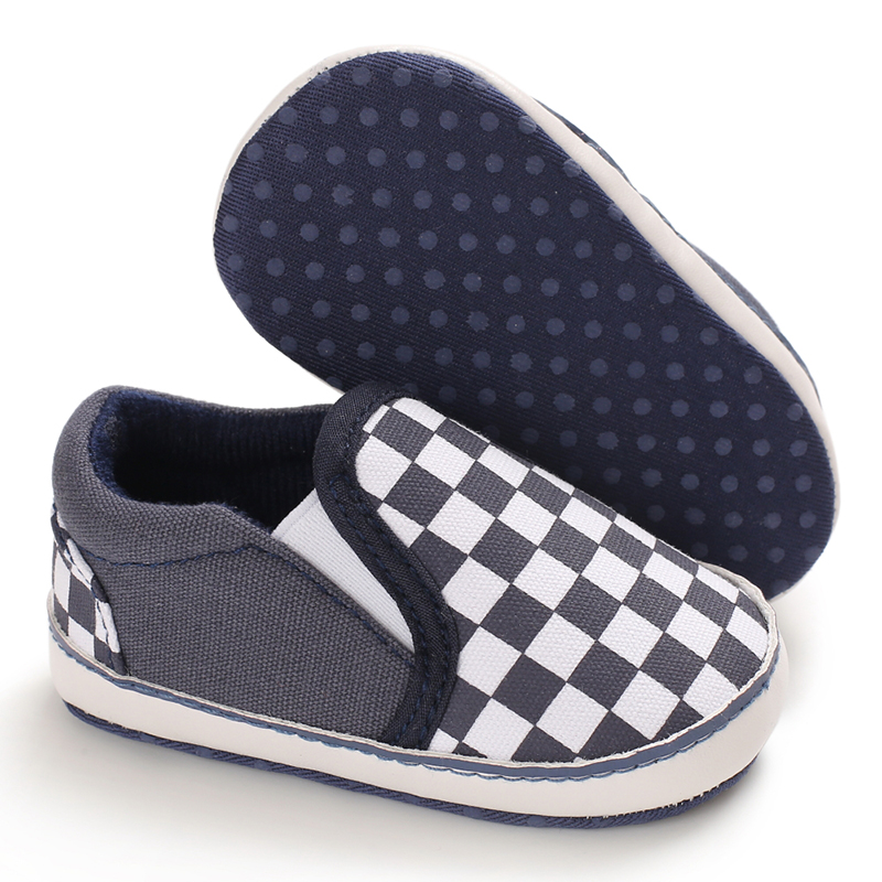 Hot sale Canvas Checkered breathable 0-2 years slip on infant baby boy shoes