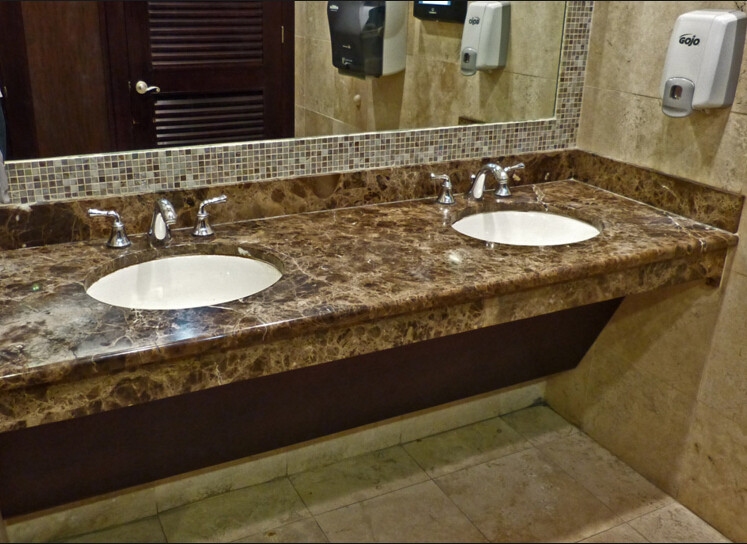 Marron Emperador Dark Marble Stone Slab , Granite Bathroom Tiles For Floor And Wall