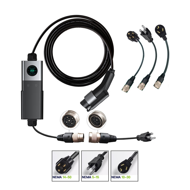 Portable IP 66 8A 10A 16A 32A 40A EV Charger with Adjustable Design and Free Installation