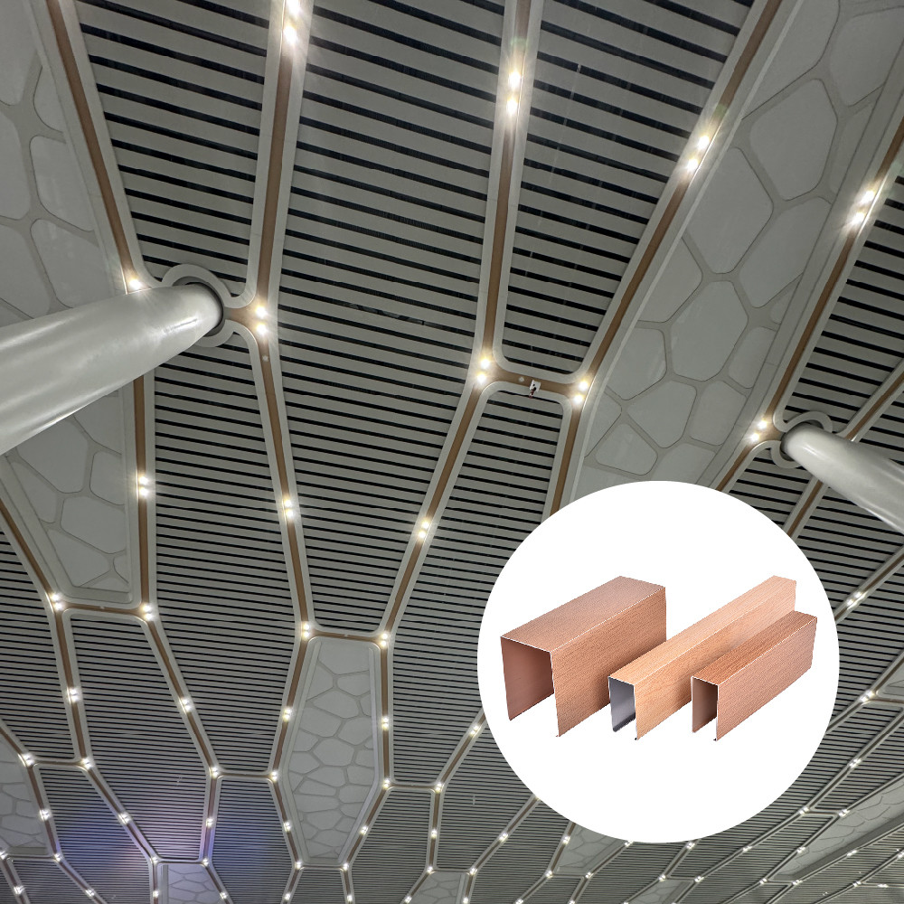 Transfer Extruded Aluminium Slat Ceiling Panels , Suspended Strip Ceiling