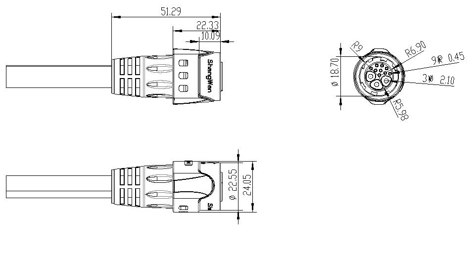 M19 waterproof Connector Self Locking Industrial Female Connector 3+9 PinSignal power integrated