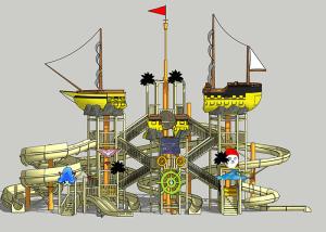Quality Pirate Ship Water Theme Park / Outdoor Aqua Playground For Family wholesale