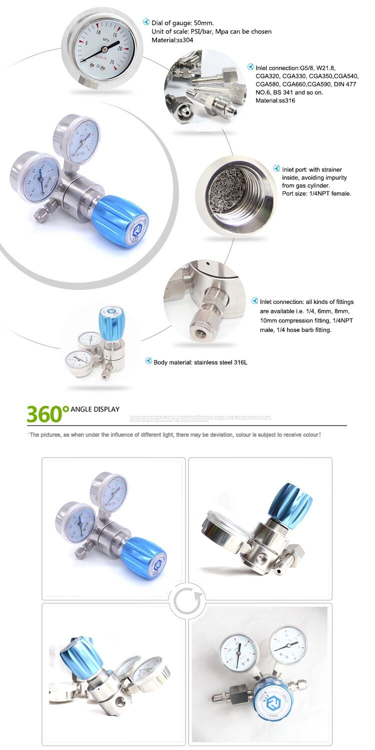 china products 1/4NPT 200bar air compressor regulator in ss/brass