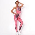 Sexy cross-tie-dyed back yoga suit women's fitness bubble multi-colored Onesie