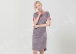 Polyester Cotton Jersey Ladies Night Dresses Sleepwear Short Sleeve Yarn Dyed