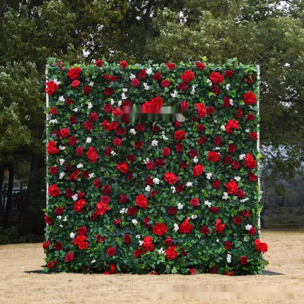 Simulated Green Plants 3D Cloth Flower Wall for Outdoor Wedding Car Decoration