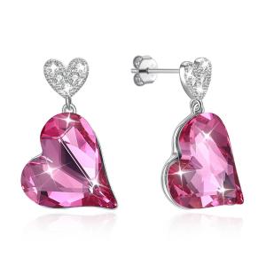 Quality 0.98x0.55in Sterling Silver Heart Earrings wholesale