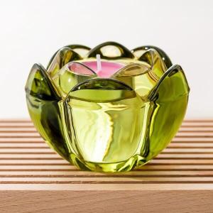Quality Lotus Tealight Votive Color Glass Candle Holder Machine Pressed 7cm Height wholesale