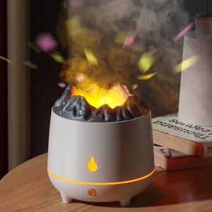 Quality New Mini 400ml Flame Air Humidifier Ultrasonic Oil Diffuser Warm Light Simulated Volcano Flame Aroma Diffuser Humidifier wholesale