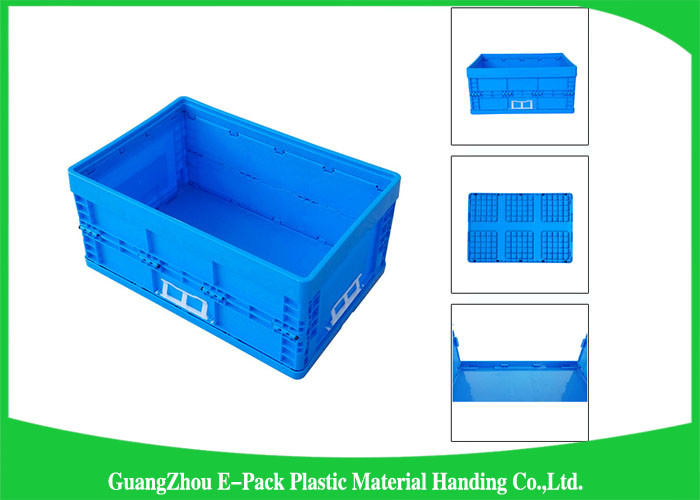 55L Supermarket Transport collapsible plastic storage bins / folding storage crates