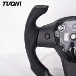Model S Black Stripe Tesla Carbon Fiber Steering Wheel Flat Bottom Suede Leather