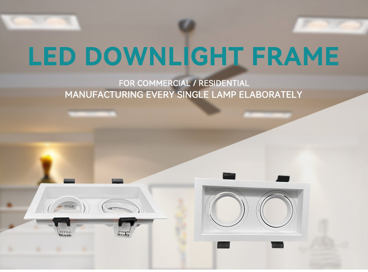 Square Dual-Head Spotlight Frame Anti-Glare 90° Rotation Aluminum For Commercial